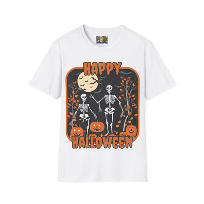 Spooktacular Skeletons of Halloween Light colors Unisex T-shirt by CreepyCrafts.boo