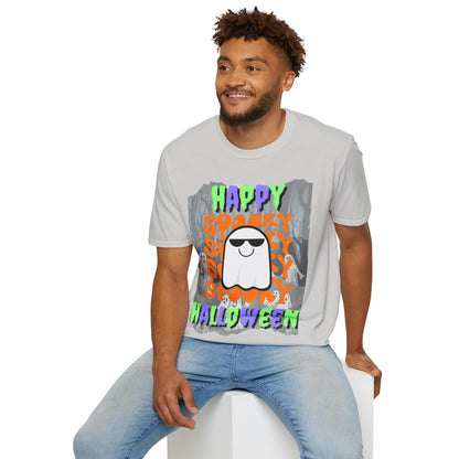 Spooky Happy Halloween Ghost Light colors Mixed font Unisex T-Shirt by CreepyCrafts.boo