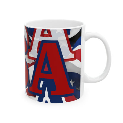 USA! USA! USA Red font Patriot White Mug by cypherpunkgear.com