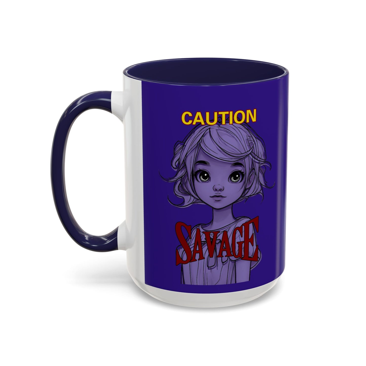 Caution, Savage Dark Purple Accent Mug by cypherpunkgear.com