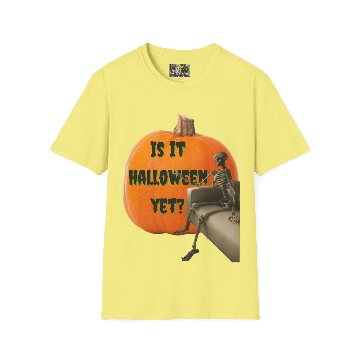 Is it Halloween yet? Skeleton's Giant Pumpkin Light colors Unisex T-Shirt by CreepyCrafts.boo