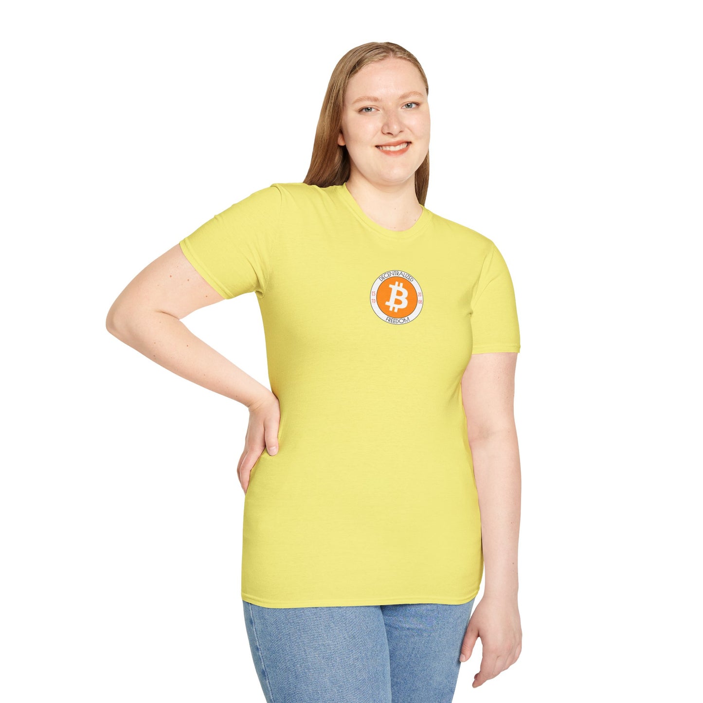 2-sided, Bitcoin, Bitcoin, Bitcoin (BTC) Light colors Unisex T-Shirt by cypherpunkgear.com