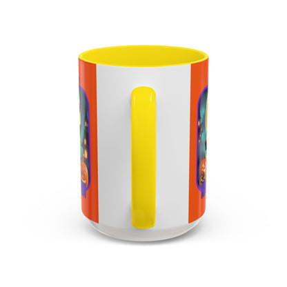 Happy Halloween Little Witch Purple font Orange Accent Mug by CreepyCrafts.boo