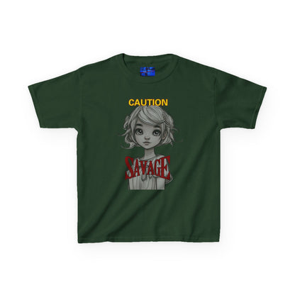 Caution: Small but Savage Kids Heavy Cotton Tee by cypherpunkgear.com