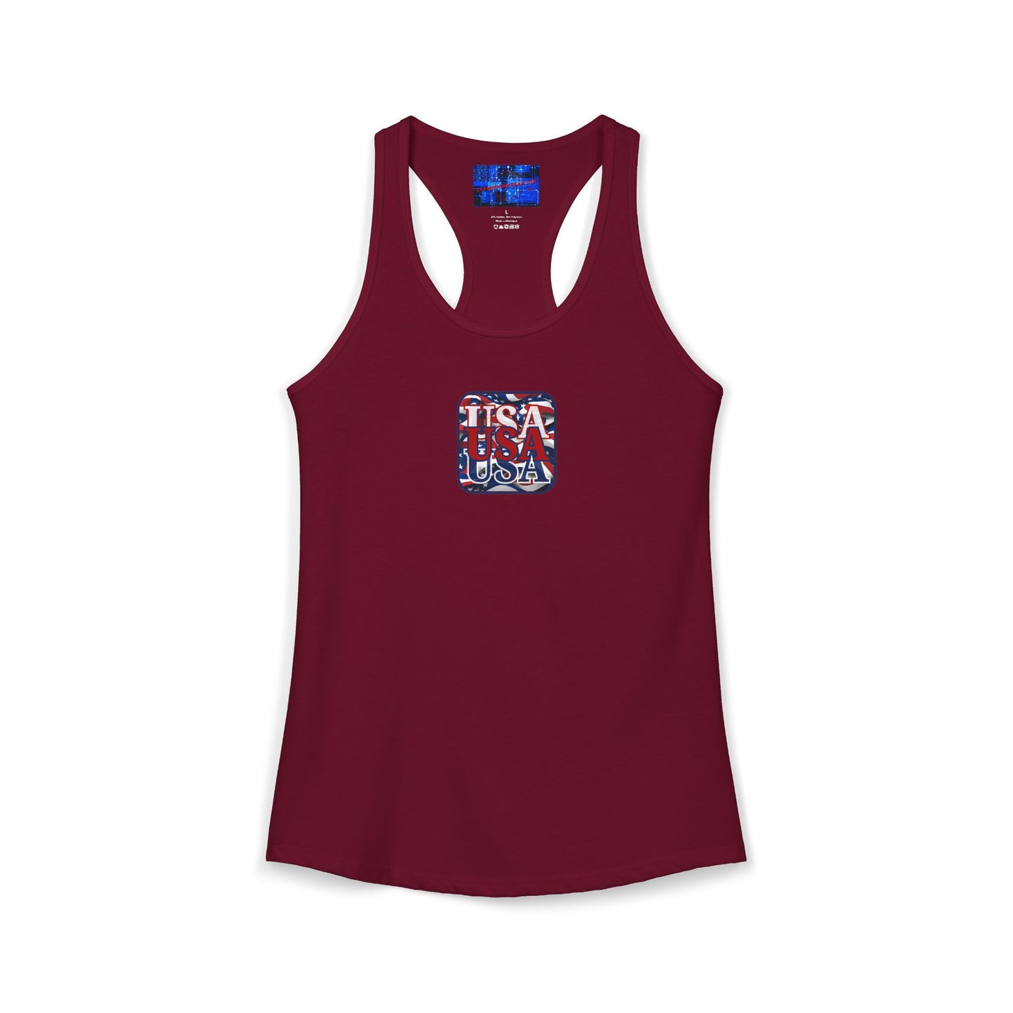 2-sided RED White and Blue USA Patriot Women's Racerback Tank Top by cypherpunkgear.com