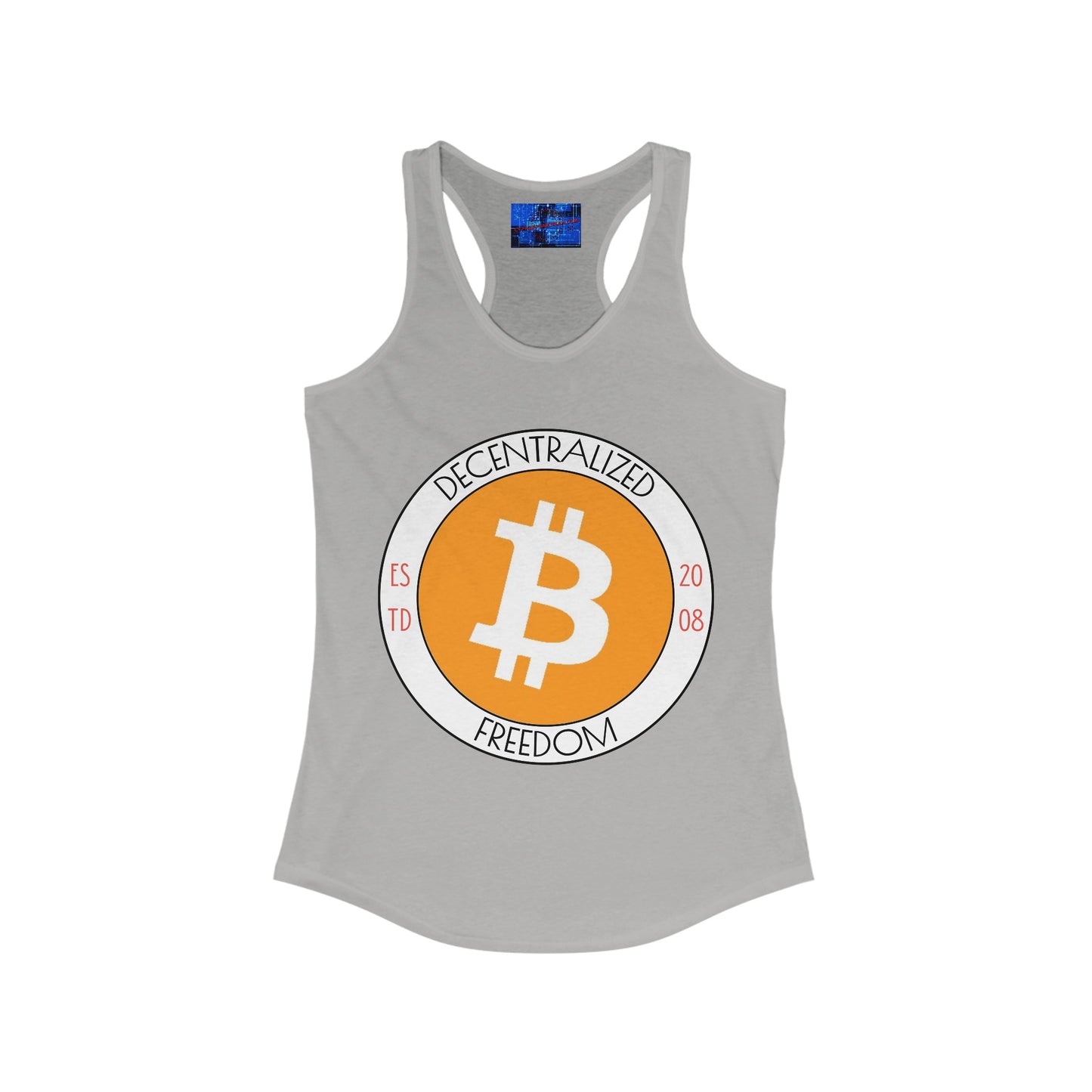 Bitcoin Decentralized Freedom Women's Racerback Tank Top by cypherpunkgear