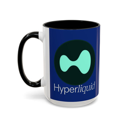 Hyperliquid White font Blue Accent Mug by cypherpunkgear.com