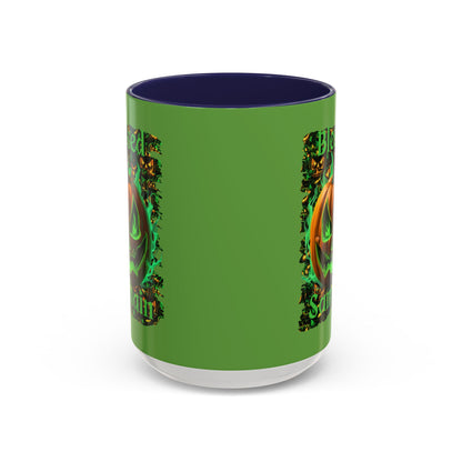 Blessed Samhain Green Jack Green Accent Mug by CreepyCrafts.boo