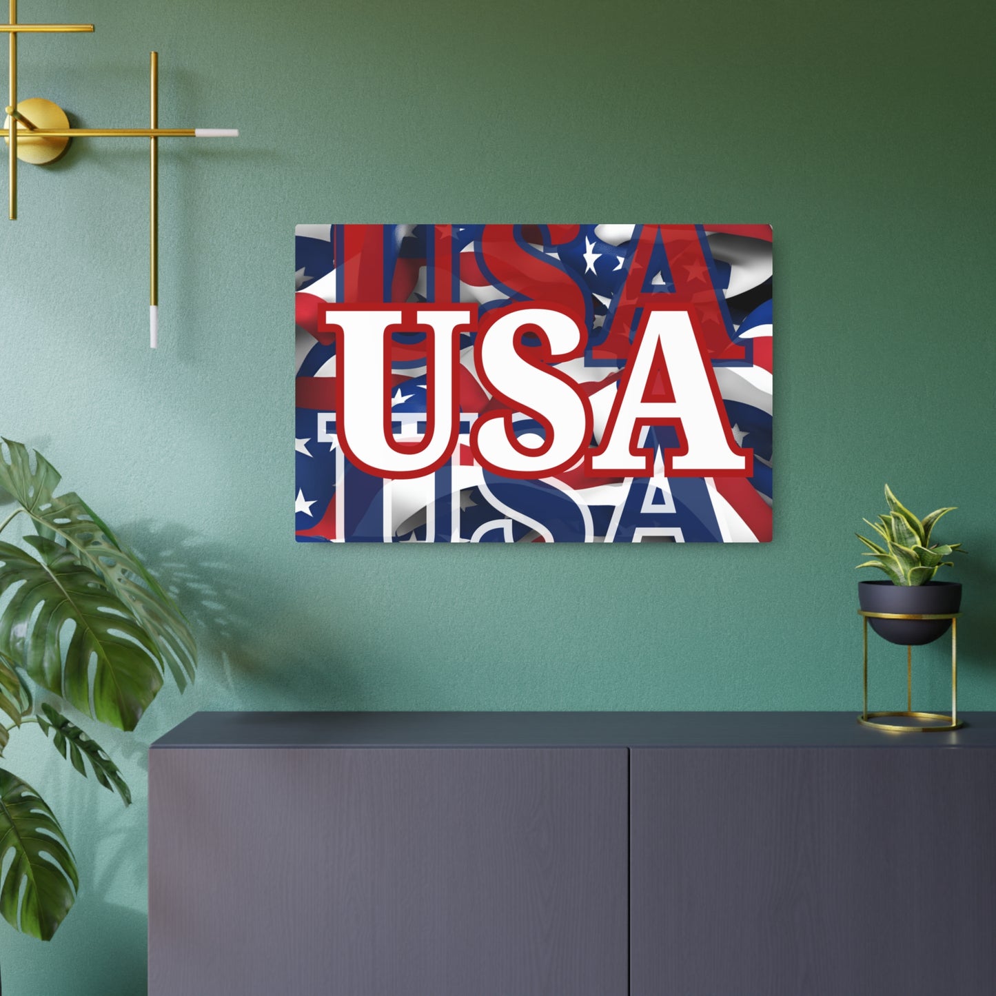 USA! USA! USA White Center Metal Art Sign by cypherpunkgear