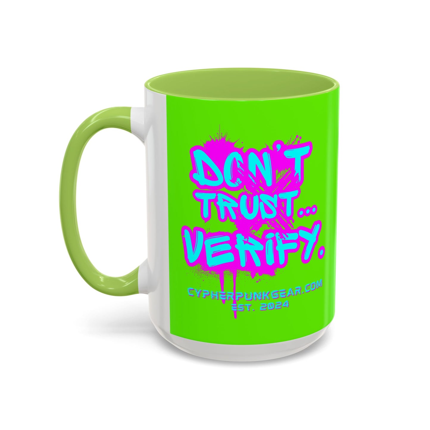 Don't Trust...Verify. Green Accent Mug by cypherpunkgear.com