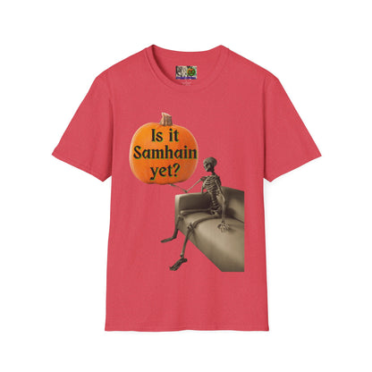 Is it Samhain yet? Skeleton's Pumpkin Light colors Unisex T-Shirt by CreepyCrafts.boo