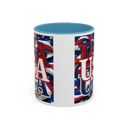 USA White font Center Patriot Accent Mug by cypherpunkgear.com