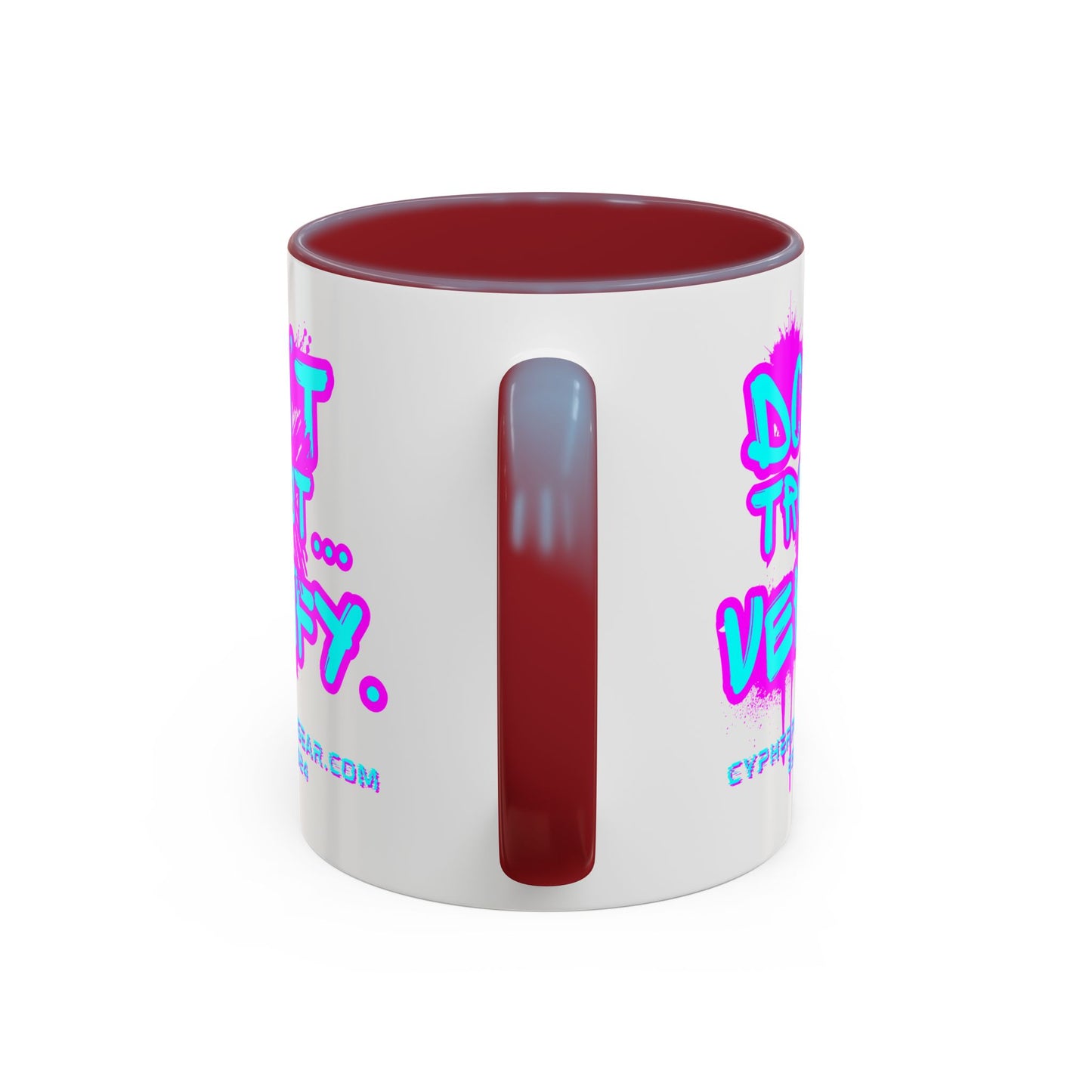 Don't Trust...Verify. White Accent Mug by cypherpunkgear.com
