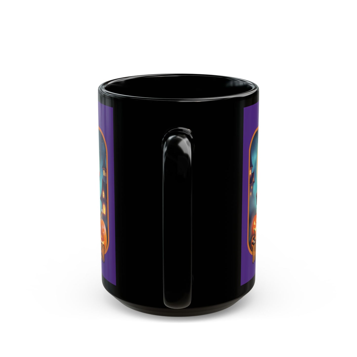 Happy Halloween Little Witch Orange font Purple Mug by CreepyCrafts.boo