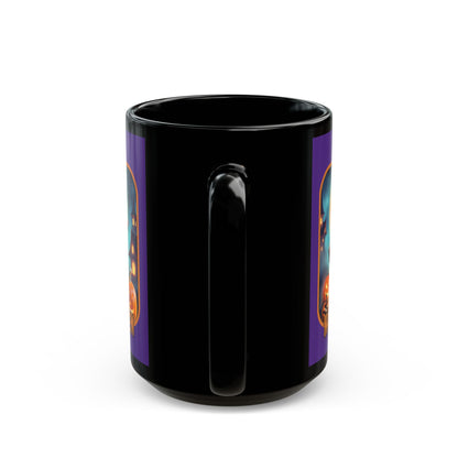 Happy Halloween Little Witch Orange font Purple Mug by CreepyCrafts.boo