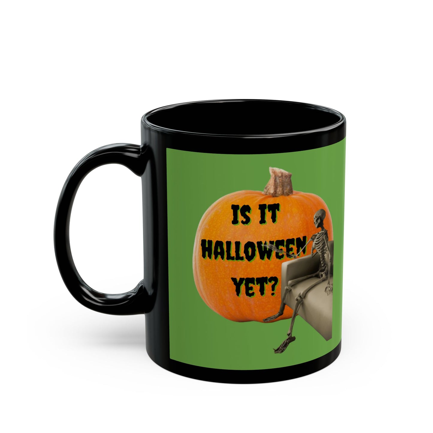 Is it Halloween yet? Skeleton's Giant Pumpkin Green Mug by CreepyCrafts.boo