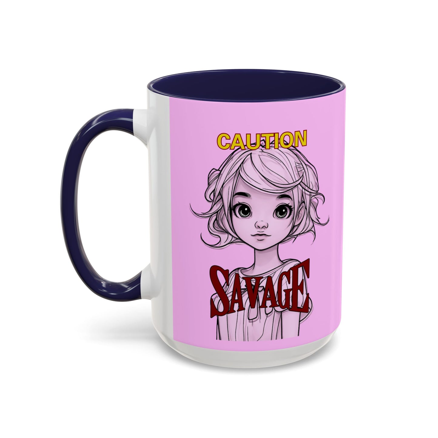 Caution, Savage Pink Accent Mug by cypherpunkgear.com