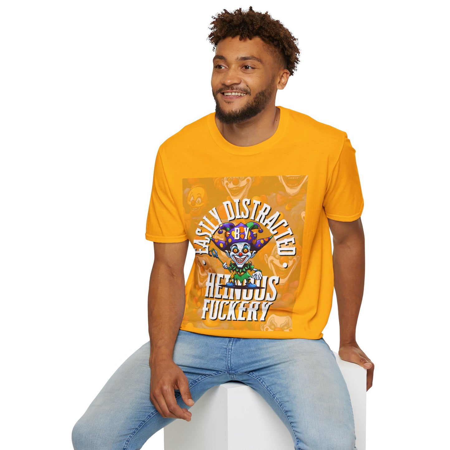 Easily Distracted by Heinous Fuckery Little Jincs LTcolors Unisex T-Shirt by cypherpunkgear