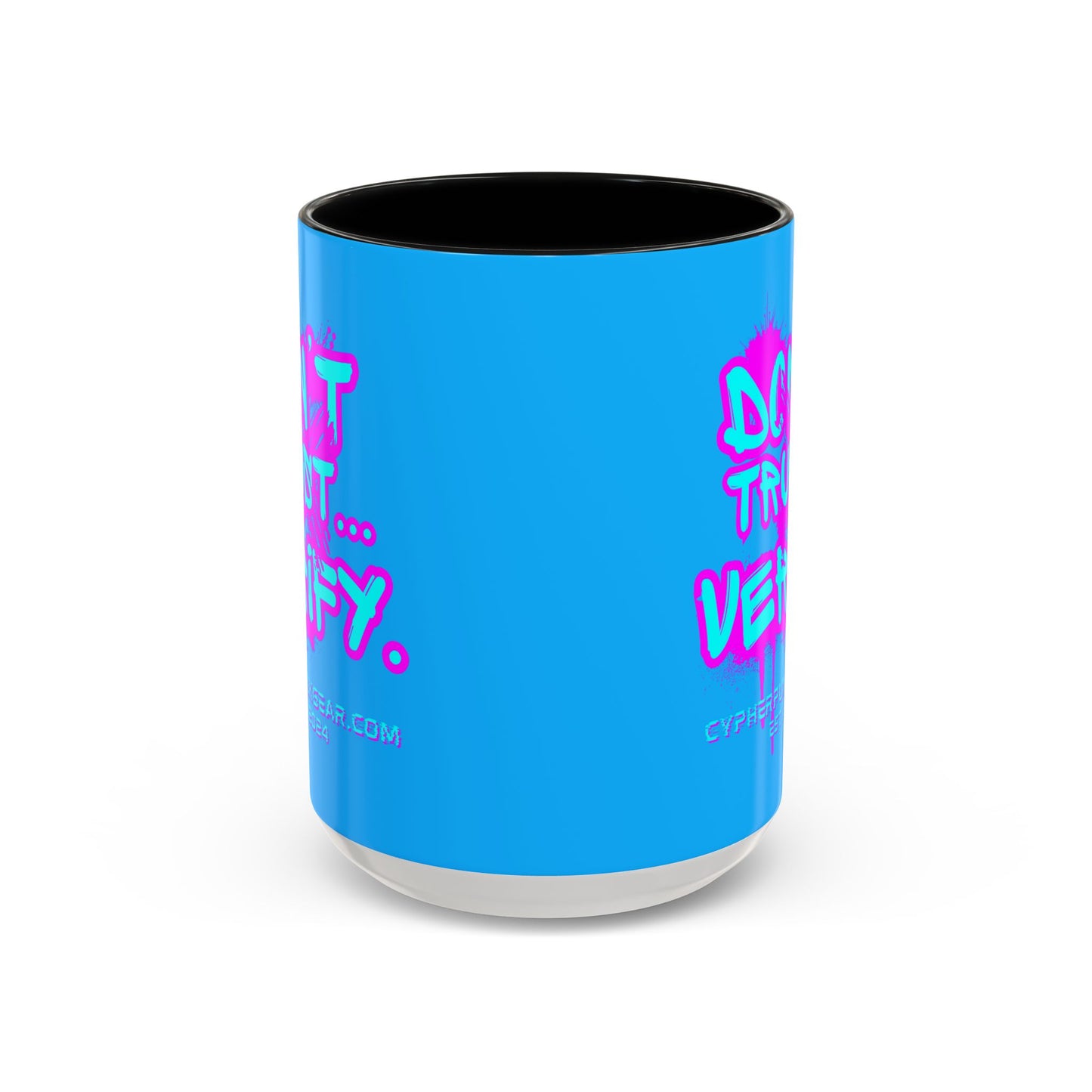 Don't Trust...Verify. Light Blue Accent Mug by cypherpunkgear.com