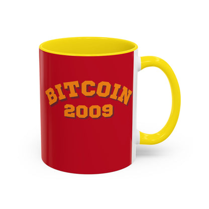 Bitcoin 2009 Red Accent Mug by cypherpunkgear.com