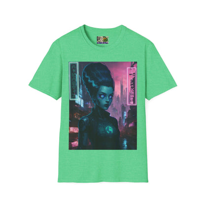 Neon Bride of Frankenstein Dark colors Unisex T-Shirt by CreepyCrafts.boo