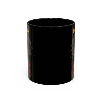 Caution, Savage Black Accent Mug by cypherpunkgear.com