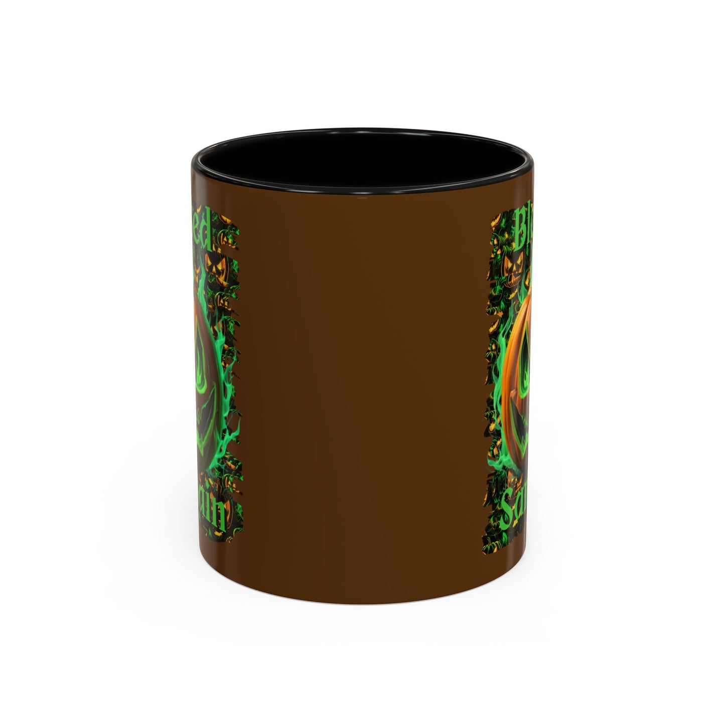 Blessed Samhain Green Jack Brown Accent Mug by CreepyCrafts.boo