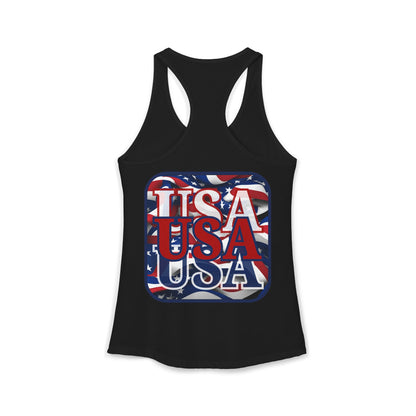 2-sided RED White and Blue USA Patriot Women's Racerback Tank Top by cypherpunkgear.com
