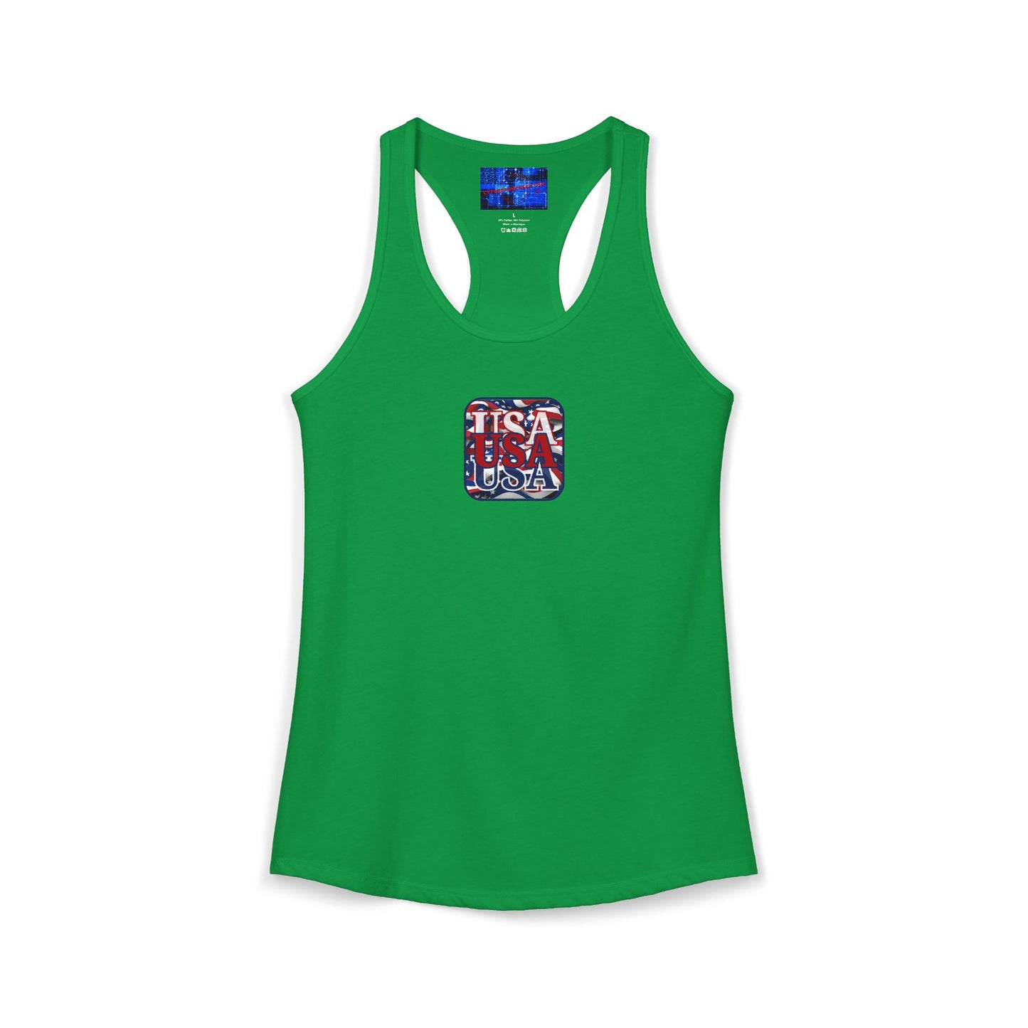 2-sided RED White and Blue USA Patriot Women's Racerback Tank Top by cypherpunkgear.com