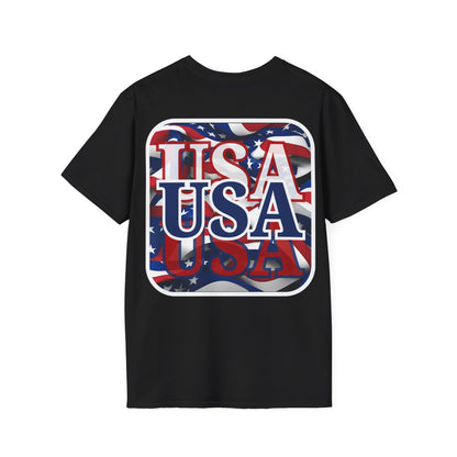 2-sided Red White and BLUE USA Patriot DKcolors Unisex T-Shirt by cypherpunkgear