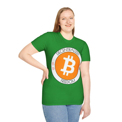 Bitcoin Decentralized Freedom Dark colors Unisex T-Shirt by cypherpunkgear.com