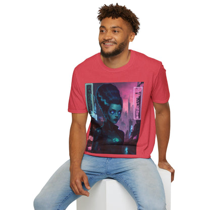 Neon Bride of Frankenstein Light colors Unisex T-Shirt by CreepyCrafts.boo