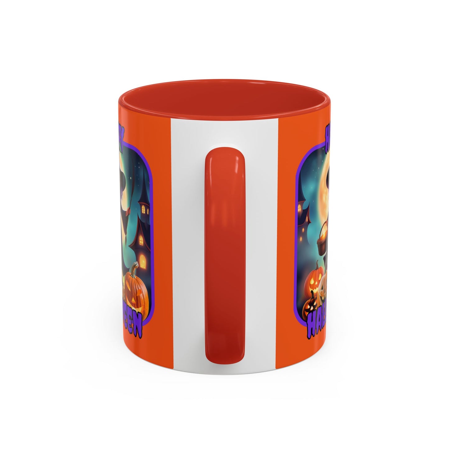 Happy Halloween Little Witch Purple font Orange Accent Mug by CreepyCrafts.boo