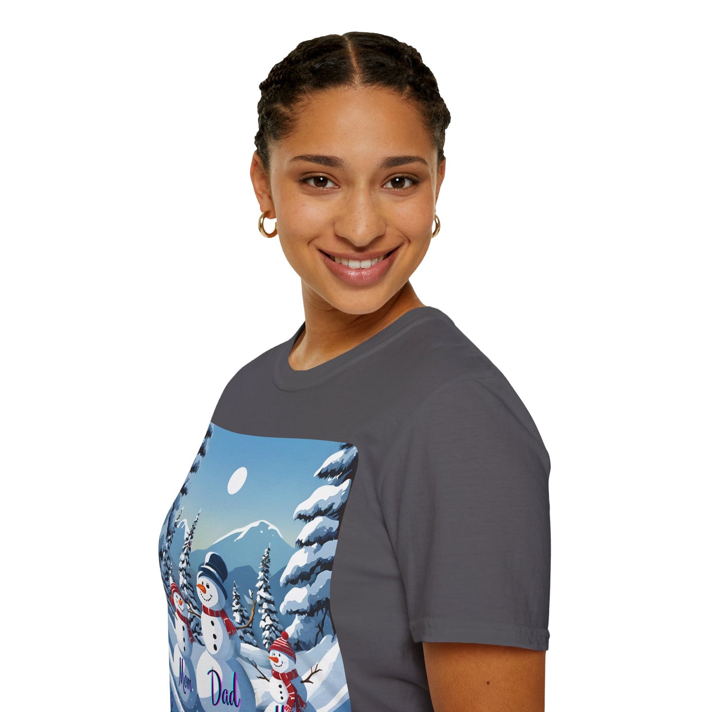 Snowman Family of 3 Dark colors Unisex T-Shirt by cypherpunkgear.com