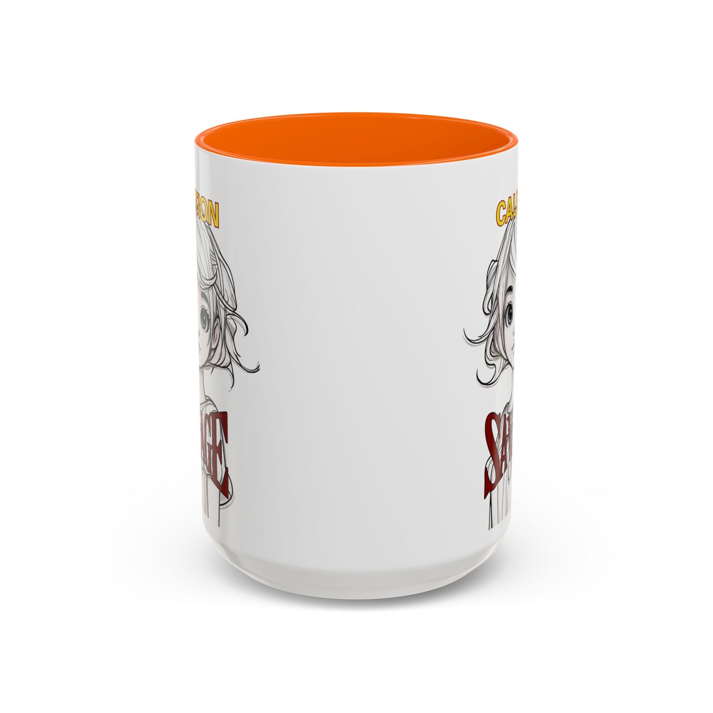 Caution, Savage White Accent Mug by cypherpunkgear.com