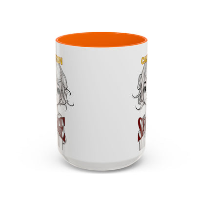 Caution, Savage White Accent Mug by cypherpunkgear.com