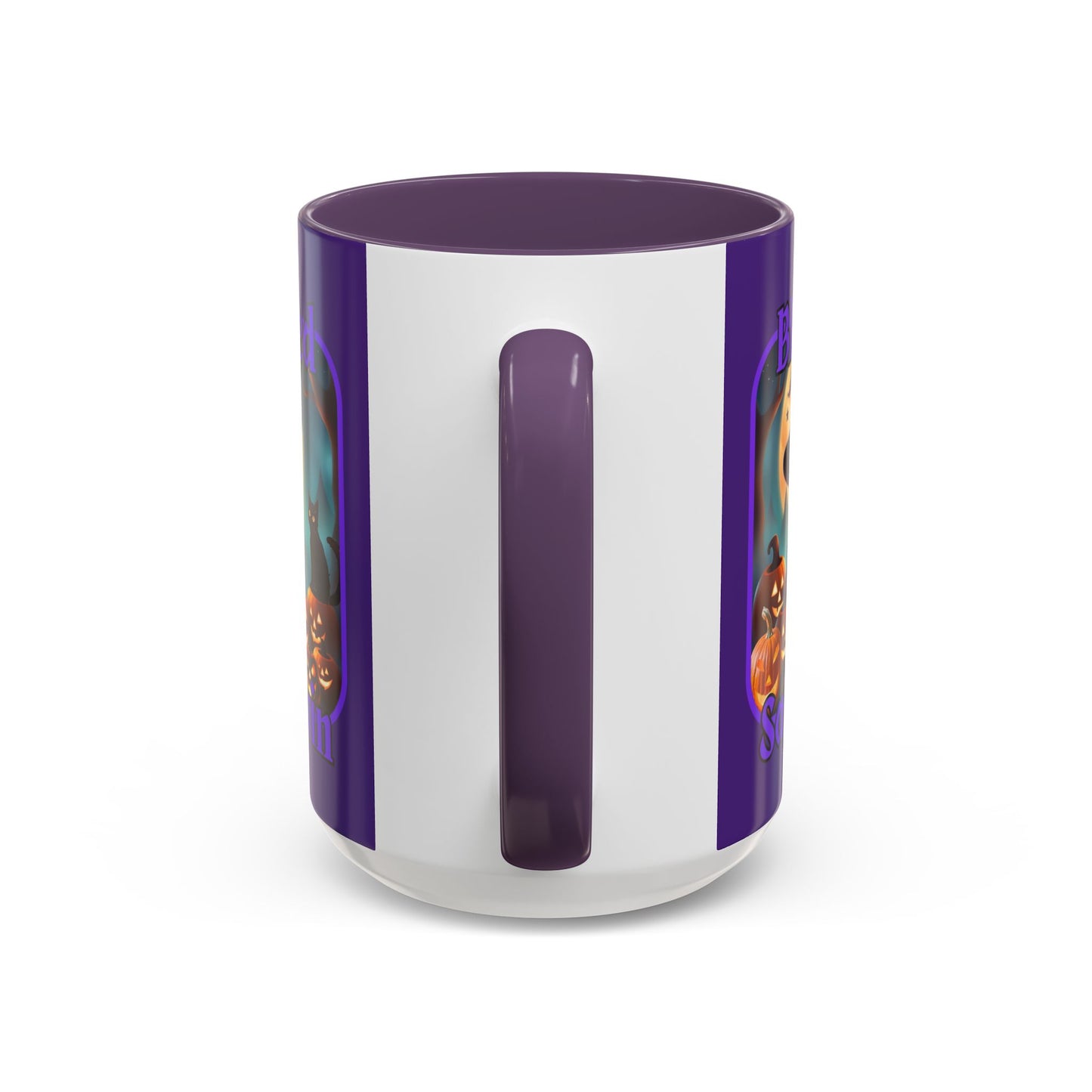 Blessed Samhain Cute Witch Purple font Purple Accent Mug by CreepyCrafts.boo