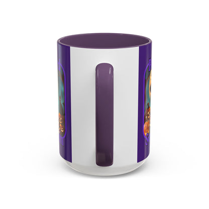 Blessed Samhain Cute Witch Purple font Purple Accent Mug by CreepyCrafts.boo