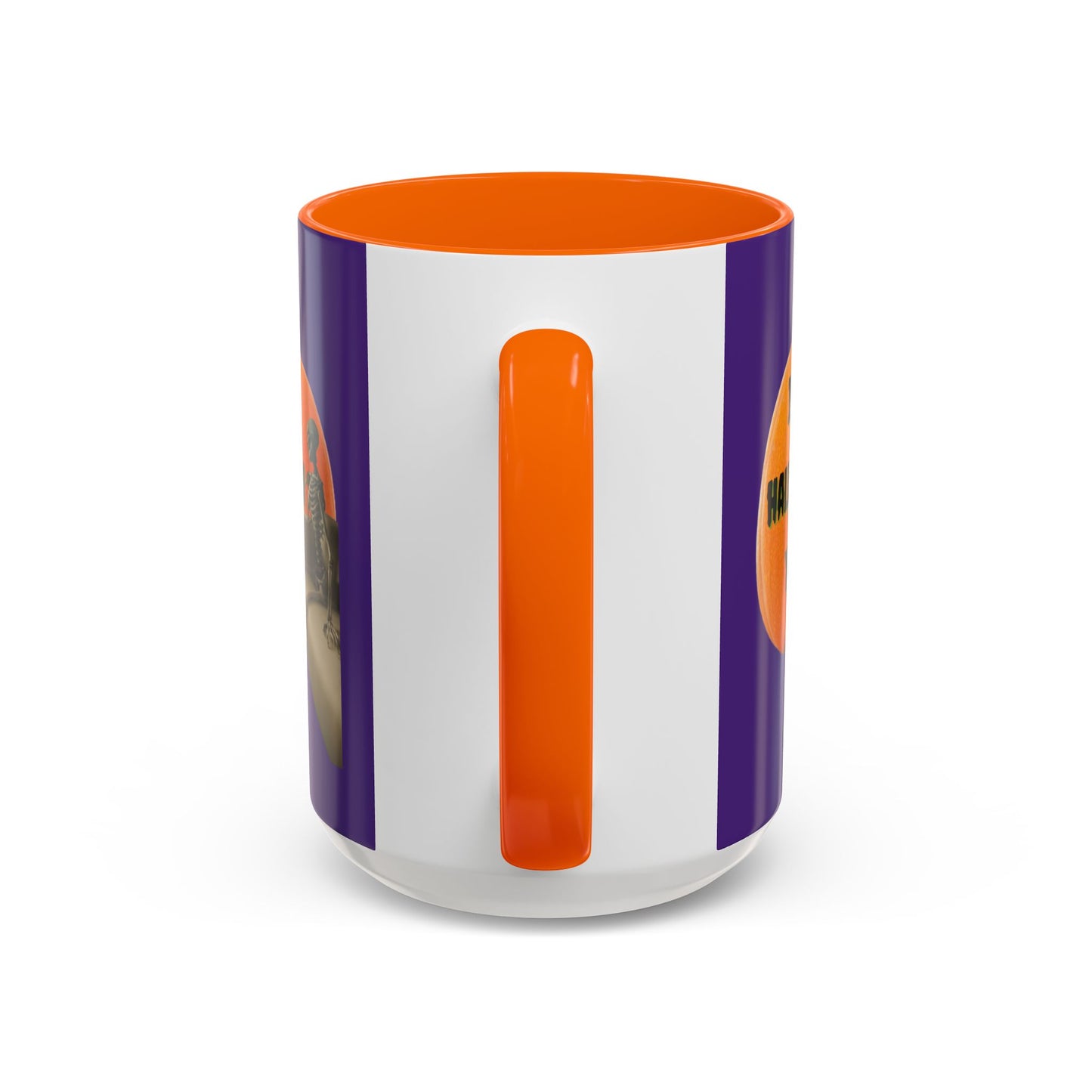 Is it Halloween yet? Skeleton's Giant Pumpkin Purple Accent Mug by CreepyCrafts.boo