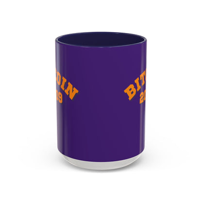 Bitcoin 2009 Dark Purple Accent Mug by cypherpunkgear.com