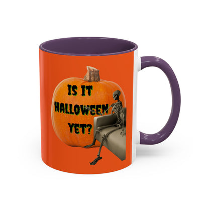 Is it Halloween yet? Skeleton's Giant Pumpkin Orange Accent Mug by CreepyCrafts.boo