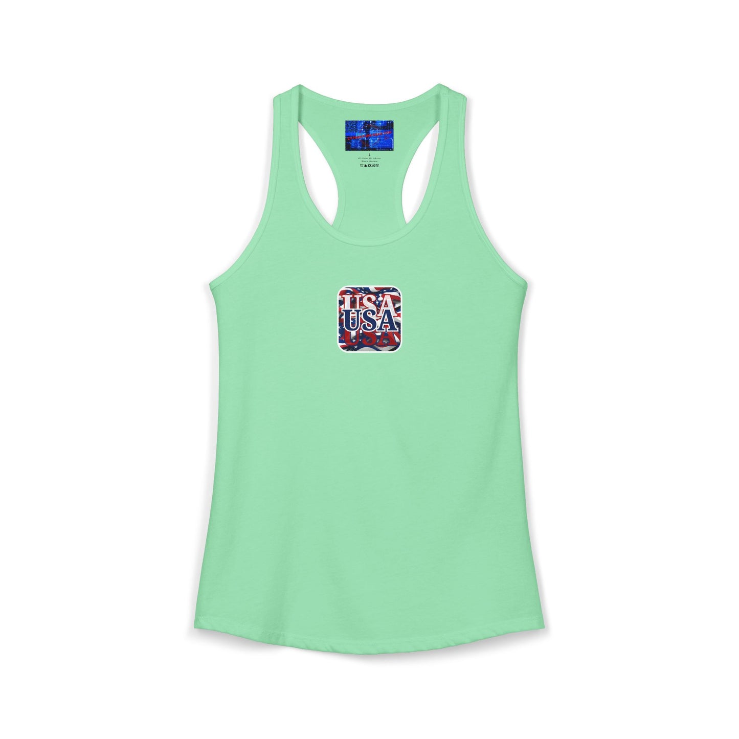 2-sided Red White and BLUE USA Patriot Women's Racerback Tank Top by cypherpunkgear.com