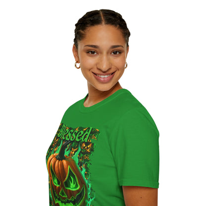 Blessed Samhain Green Jack Dark colors Unisex T-Shirt by CreepyCrafts.boo