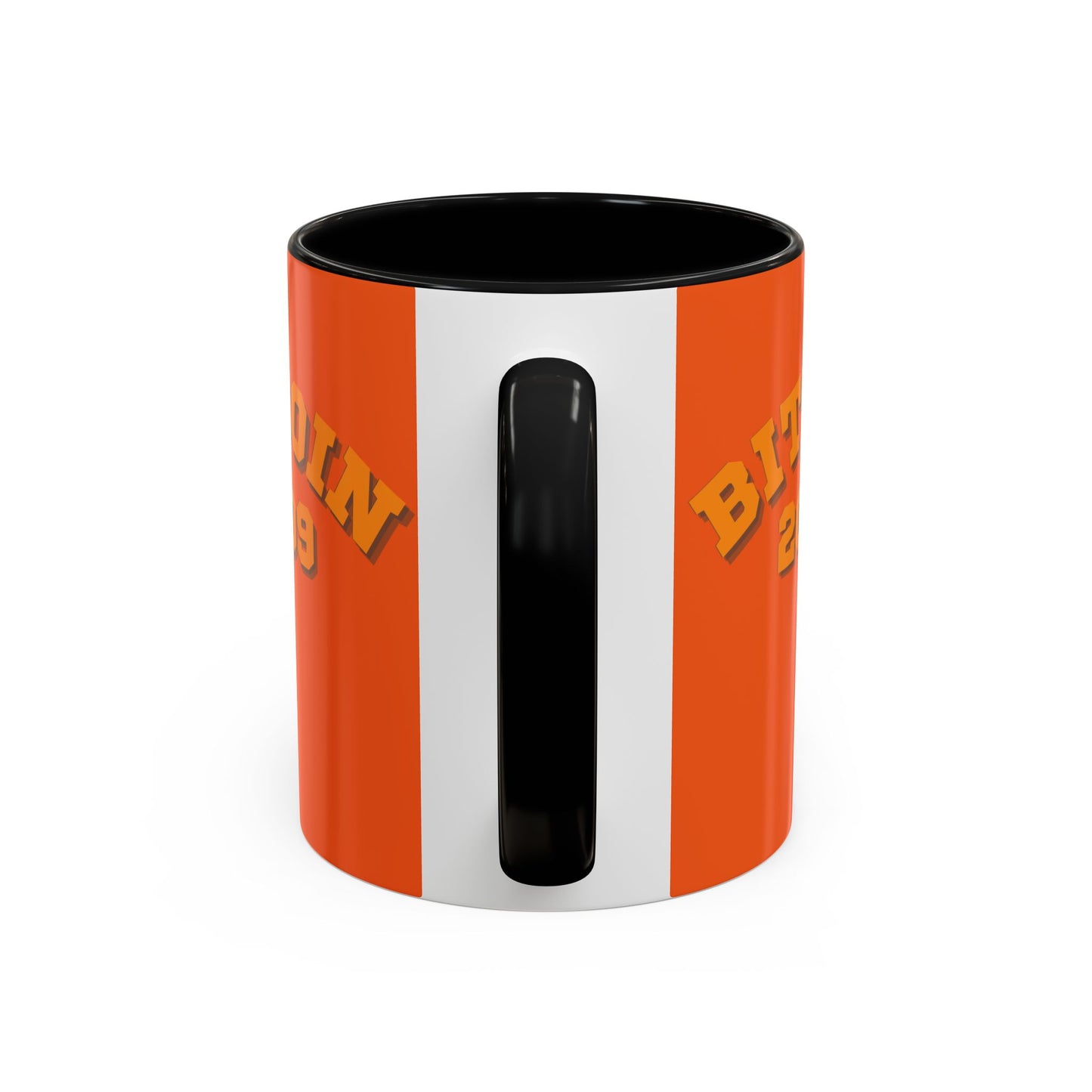 Bitcoin 2009 Orange Accent Mug by cypherpunkgear.com