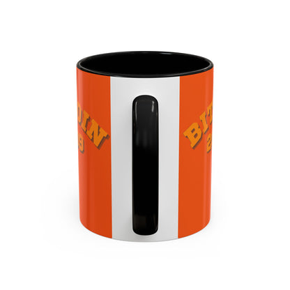 Bitcoin 2009 Orange Accent Mug by cypherpunkgear.com