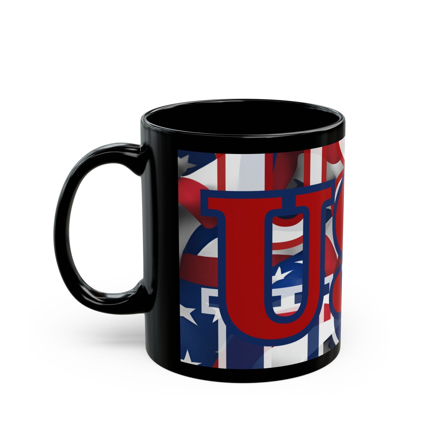 USA! USA! USA Red font Patriot Black Mug by cypherpunkgear.com