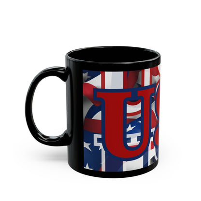 USA! USA! USA Red font Patriot Black Mug by cypherpunkgear.com