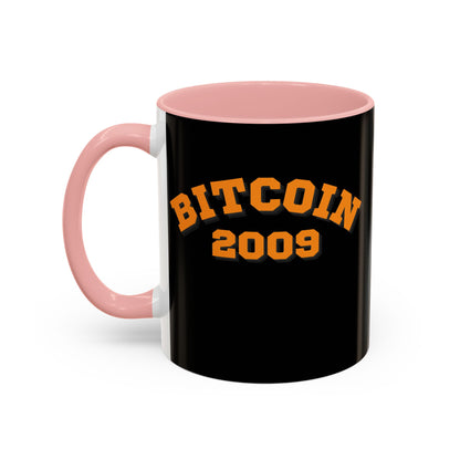 Bitcoin 2009 Black Accent Mug by cypherpunkgear.com