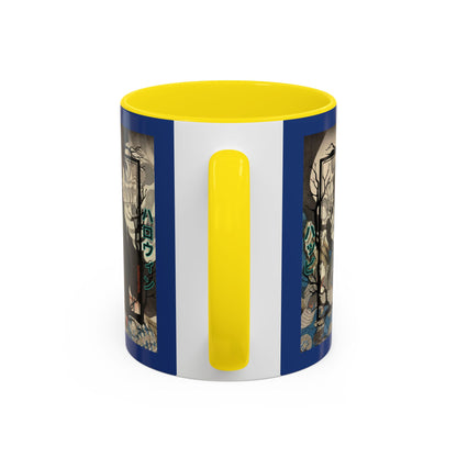 Yōkai Happy Halloween Dark Blue Accent Mug by CreepyCrafts.boo