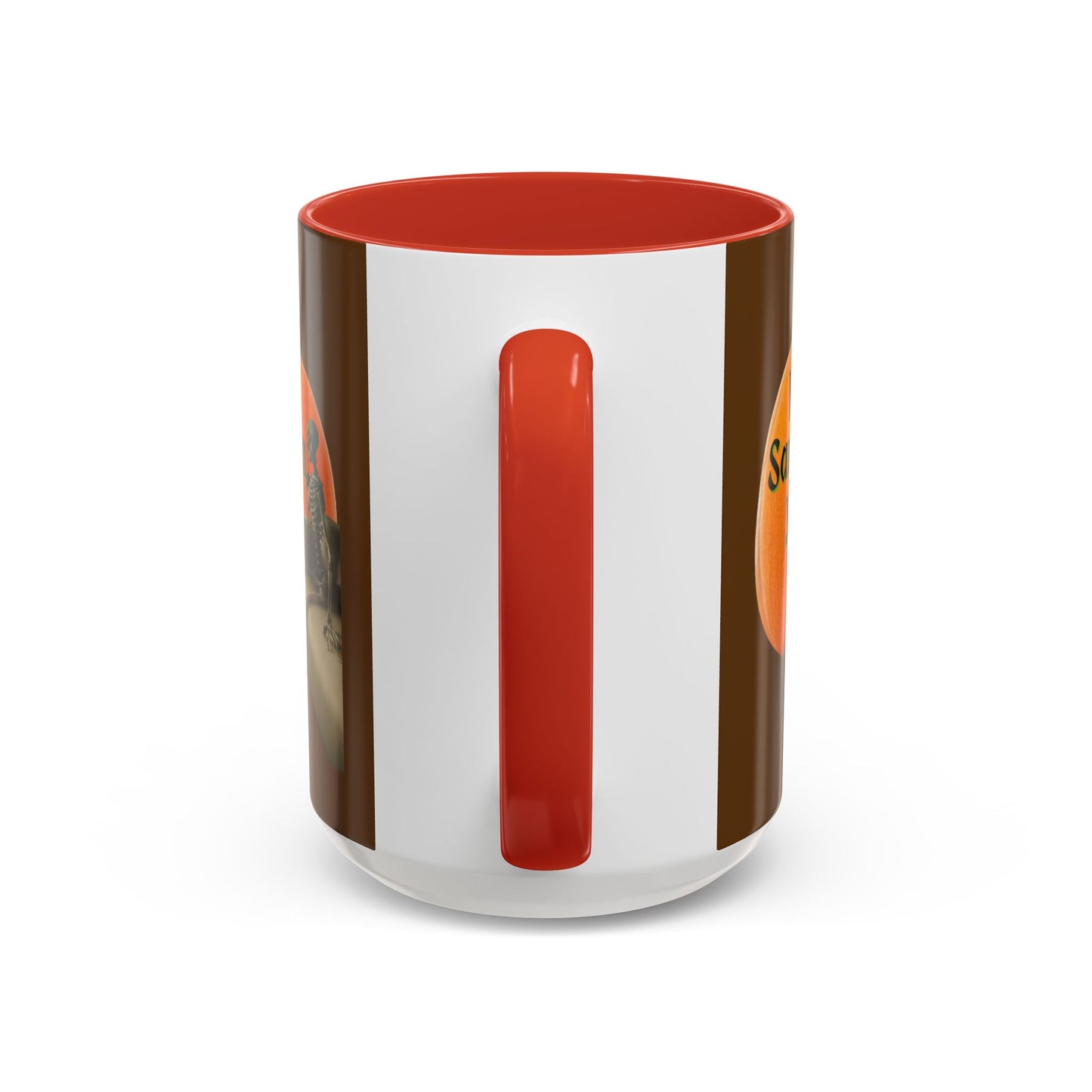 Is It Samhain Yet? Skeleton's Giant Pumpkin Brown Accent Mug by CreepyCrafts.boo